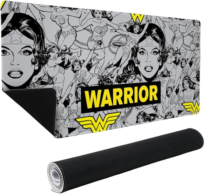 Wonder Woman Warrior Pattern Large Gaming Mouse Pad Desk Mat with Stitched Edges Non-Slip Base for Gamer Home and Office 31.5 x 15.7