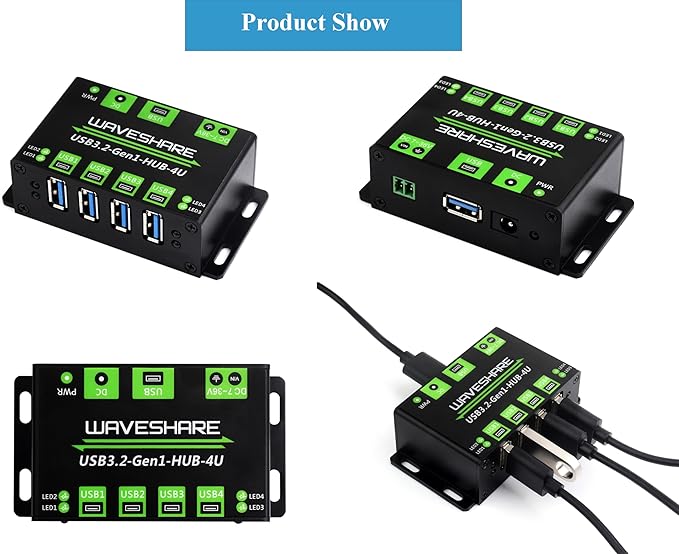 4-Ch USB 3.2 Gen1 HUB 4-Port USB Hub 4X Extended USB 3.2 Gen1 Ports and 5Gbps Compatible with WindowsLinux and Android Systems and USB 3.2/2.0/1.1 No Driver Required Plug-and-Play