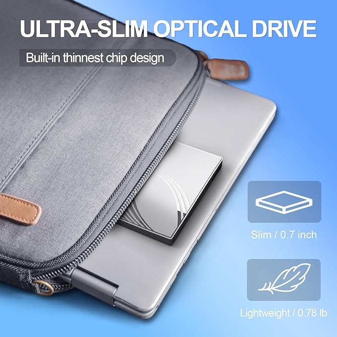 External CD/DVD Drive for Laptop with Carrying CaseDVD Player for LaptopPortable CD Burner with 4 USB Ports 2 TF/SD Card SlotsCD Disk Drive Player Reader Write