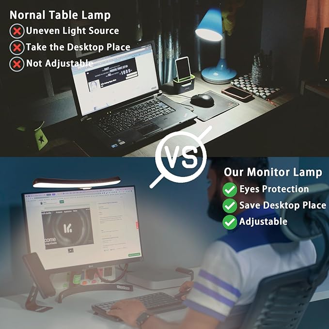 Curved Monitor Light Bar for 24-27 Inch Curved Screens Light Bar with 7 RGB Stepless Dimming 3 Color Temperatures USB Powered Gaming Computer Light