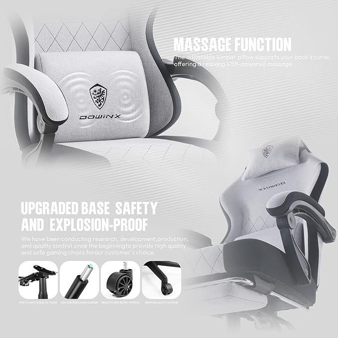 Dowinx Gaming Chair with Footrest Gaming Chair Big and Tall for Heavy People Gamer Chair for Adult with Massage