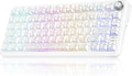 RedThunder K75 Wireless Mechanical Keyboard CNC Knob Tri-Mode BT5.0/2.4GHz/USB-C Hot Swappable Custom Pre-lubed Linear Coconut Switches Gasket Structure RGB Gaming Keyboard White Contour Lines