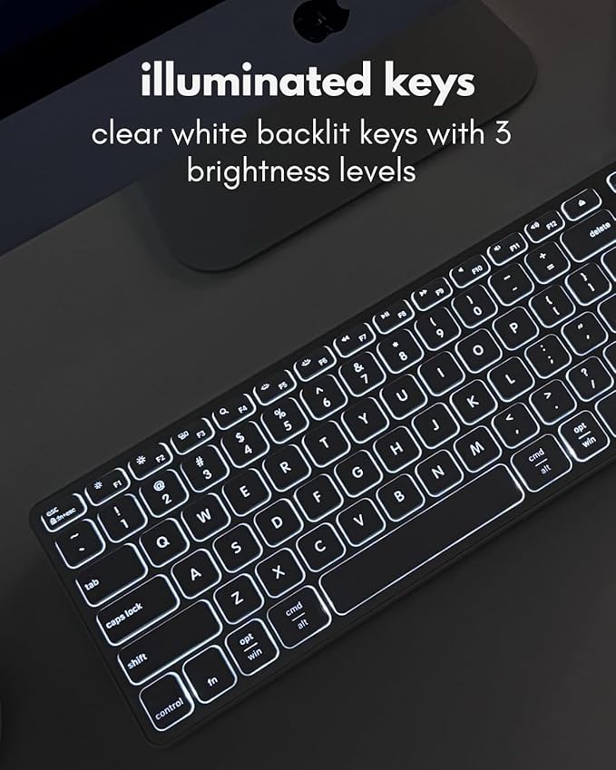 Macally Wired Keyboard for Mac with USB Hub (2X USB-A / 1x USB-C) - Compatible Backlit Apple Keyboard with Dual Interface - Auto OS Detection for Mac MacBook iMac PC Android iPad iOS - Silver