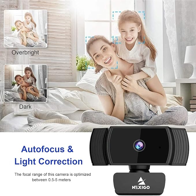 NexiGo 1080P Autofocus Webcam Kits N930AF FHD USB Web Camera with Privacy Cover Upgraded Video Conference Lighting Extendable Tripod Stand for Zoom/Skype/Teams