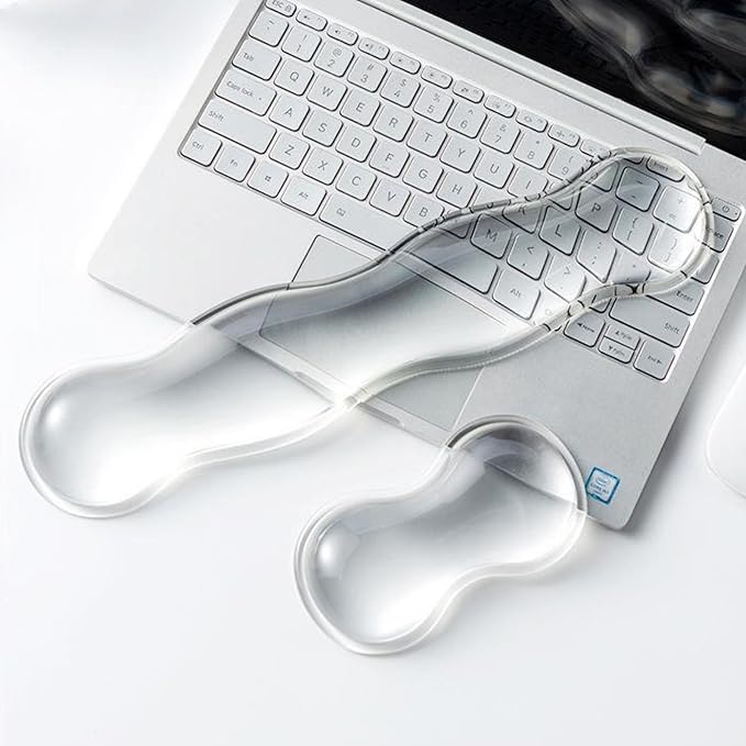 Mouse Pad with Wrist Rest Soft Cloud Gel Keyboard Mouse Pad Set with Hand Wrist Support Cute Non Slip Office Desk Accessories for Comfort/Pain Relief/PC Gaming/Computer/Laptop (Clear Wave)