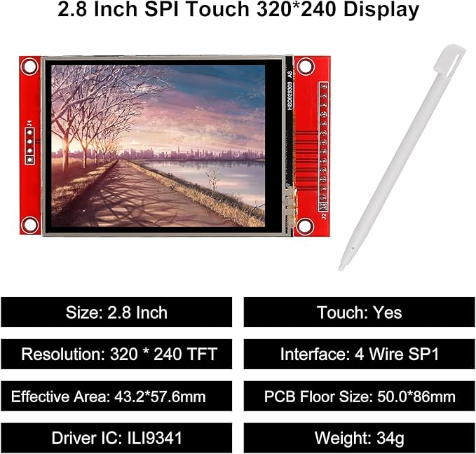 2pcs 2.8 SPI TFT LCD Display Touch Panel ILI9341 240x320 TFT LCD Touch Screen Shield 5V/3.3V STM32 Display Module SPI Serial with Touch Pen