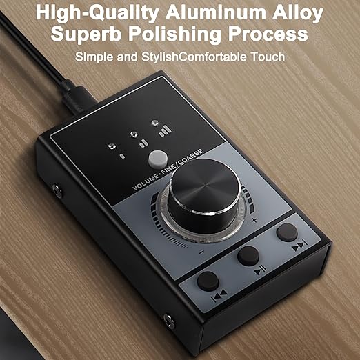 XMSJSIY USB Volume Knob Controller Multimedia Computer Sound Controller with Play/Pause/Back/Forward FunctionOne-Click Mute for Phone PC Speaker Audio Adjustment
