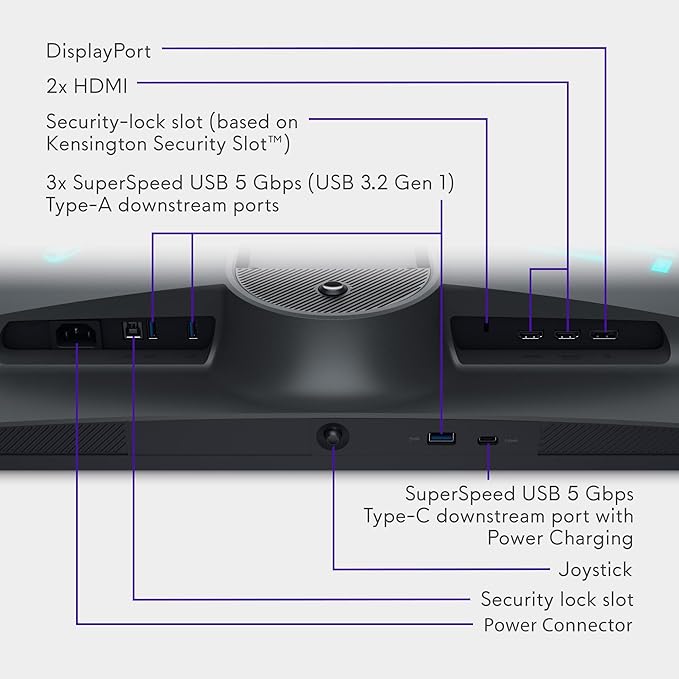 Alienware 27 4K Dual-Resolution Gaming Monitor - AW2725QF - 4K at 180Hz and FHD at 360Hz 0.5ms GTG 1ms GTG (Extreme Mode) VESA AdaptiveSync NVIDIA G-SYNC Compatible HDMI/DP/USB 3.2 Gen1 - Black