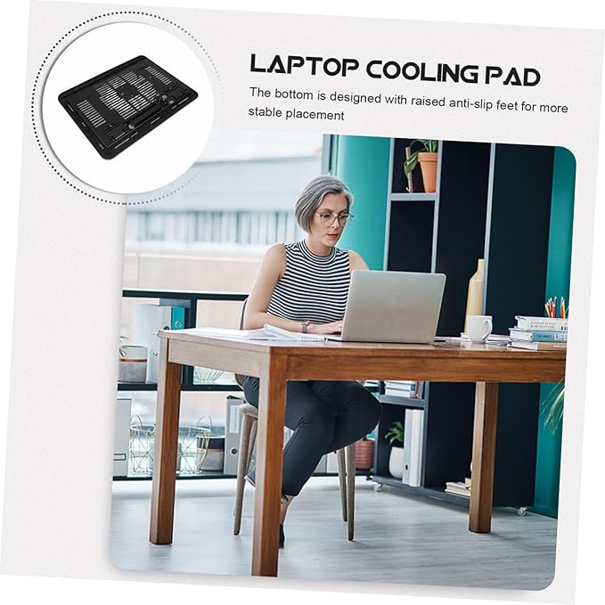 Ergonomic Laptop Cooling Pad with Silent LED Fans Ultra-Thin Computer Stand for Gaming and Office Laptops Quiet Cooler for Heat Dissipation