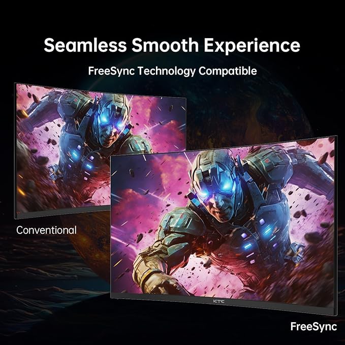 KTC 32 Inch Curved Gaming Monitor FHD 1080P 165Hz PC Monitor 1500R 122% sRGB with HDR FreeSync Premium HDMI 2.0x2 DisplayPort 1.4 VESA Compatible Tilt Adjustable Eye Care H32S17C (Renewed)