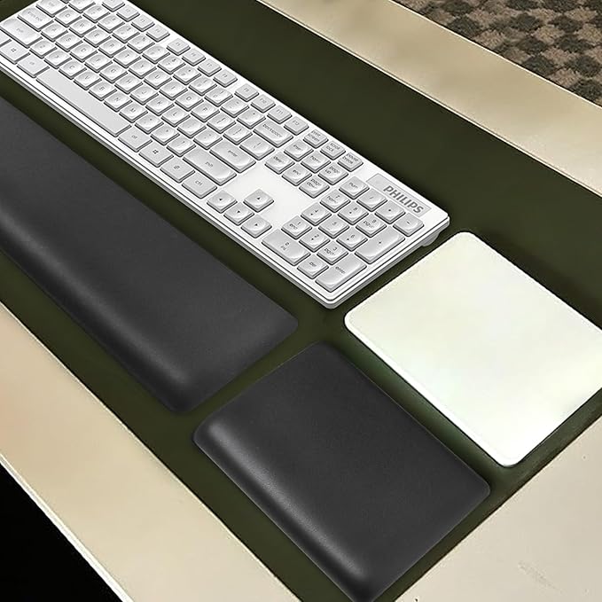 HONKID Low Profile Wrist Rest (H 0.2-0.58in) for Slim Keyboards and Mouse Made of Cool Gel and Non-Slip Rubber Base Easy Typing and Relieve Wrist Pain Black