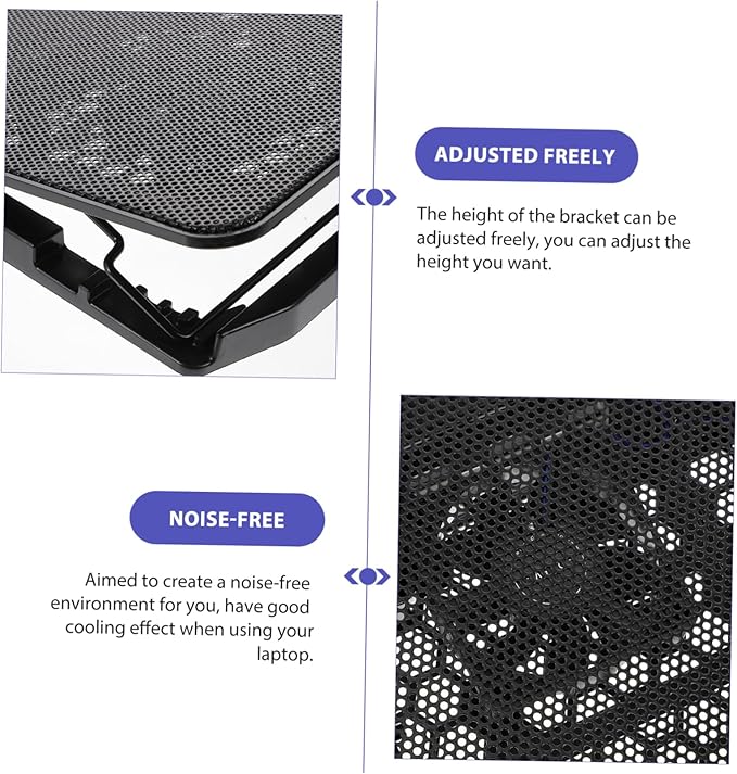 Laptop Cooling Pad Adjustable Height Lightweight Fan Stand for Laptops Ergonomic Design for Desk and Bed Use Stable Material Easy to Carry