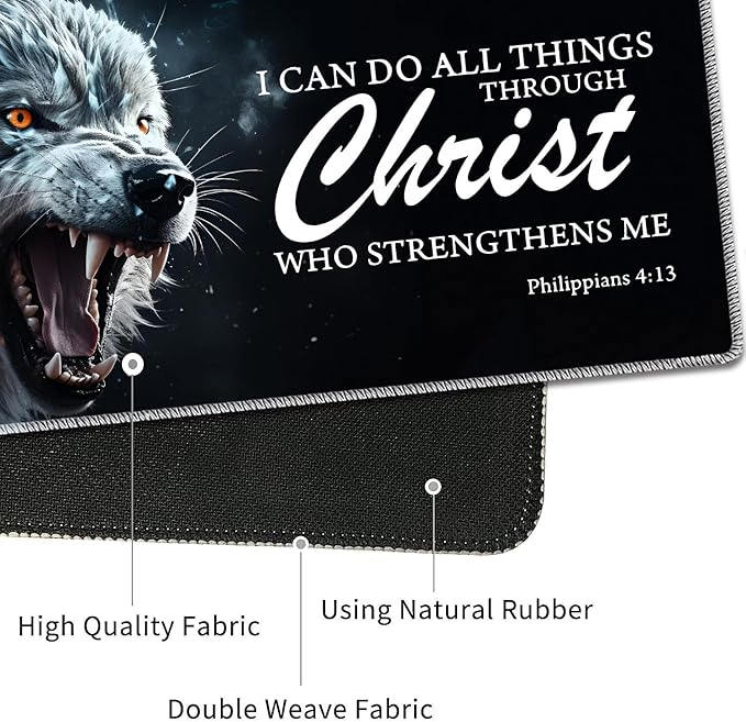 4 in 1 Mouse Pad Combo Large Gaming Mouse Pad + Keyboard Wrist Support + Mouse Wrist Rest + Coaster Table Pad 31.5 x 11.8 with Memory Foam Ergonomic Wrist Pad Set Ferocious Wolf