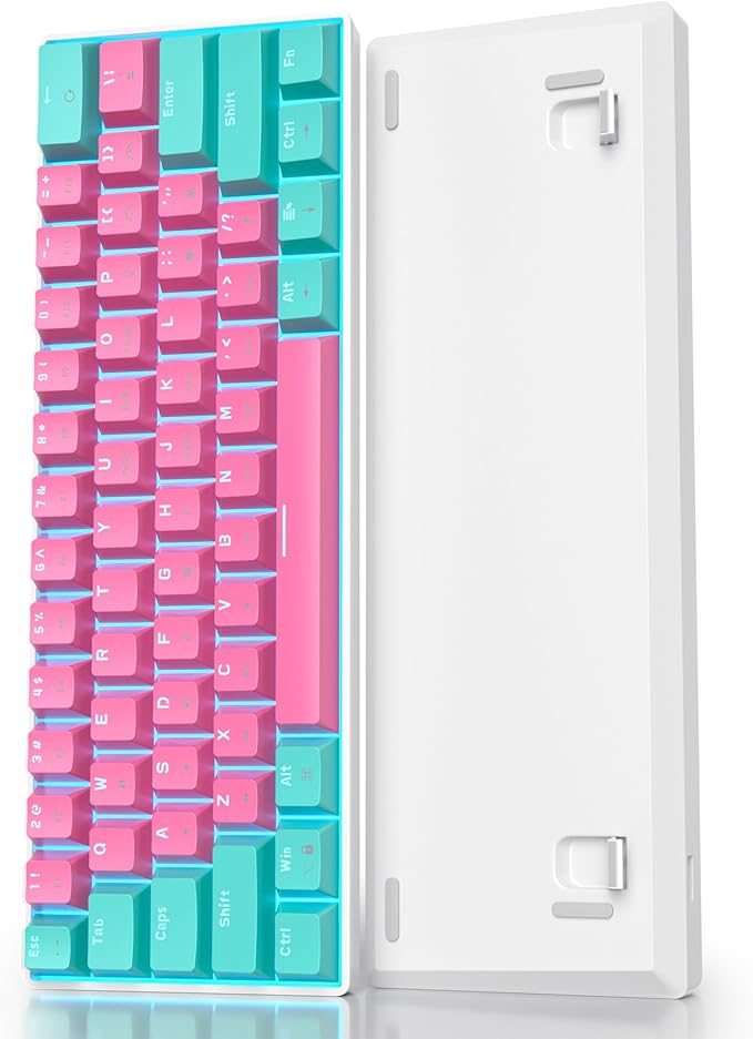60 Percent Gaming Keyboard 61 Keys Wired Mechanical Keyboard Ultra Compact Keyboard Red Switch LED Backlit for Windows Laptop Gamer(61 Miami)