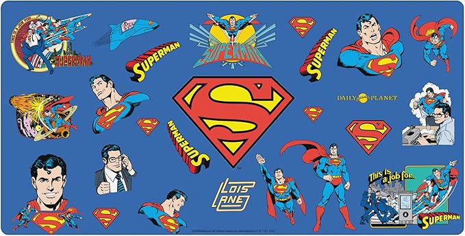 Head Case Designs Officially Licensed Superman DC Comics Sticker Collage Logos and Comic Book 23.62 x 11.81 x 0.12 inches (600 x 300 mm) - L Gaming Office Desk PC Keyboard Mouse Mat Pad