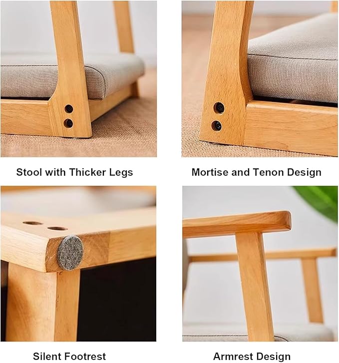 ELEFOCUS Meditation Chair with Back Support Japanese Floor Chair Back Jack for The Floor Tatami Seats for Living Room Bedroom(Color4)