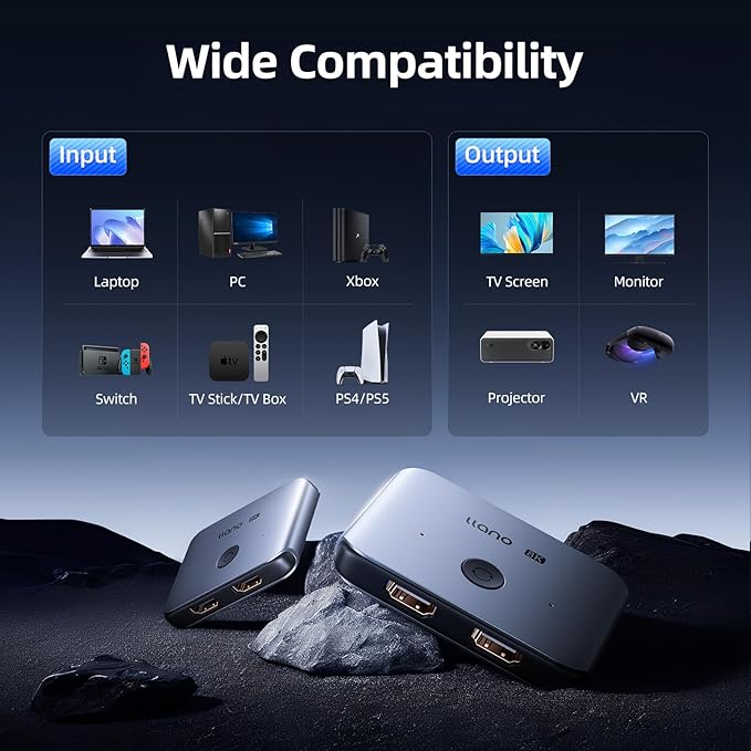 llano V12 RGB Laptop Cooling Pad and HDMI 2.1 Switch 8K@60Hz 4K@120Hz