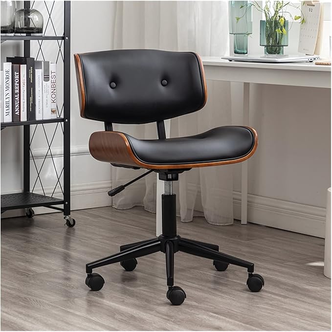 Adjustable Office Computer Chair with Armrest Gaming Chair Office Furniture Solid Wood Computer Chairs Swivel Chair Lifting Office Chairs(Black)