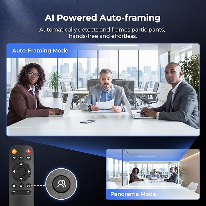 NEARITY 120 Max 4K Video Conference Camera with 2 Expansion Mics 8MP CMOS Video Conferencing System with Microphone and Speaker 5X Zoom Auto Framing 4 Noise Cancelling Mics