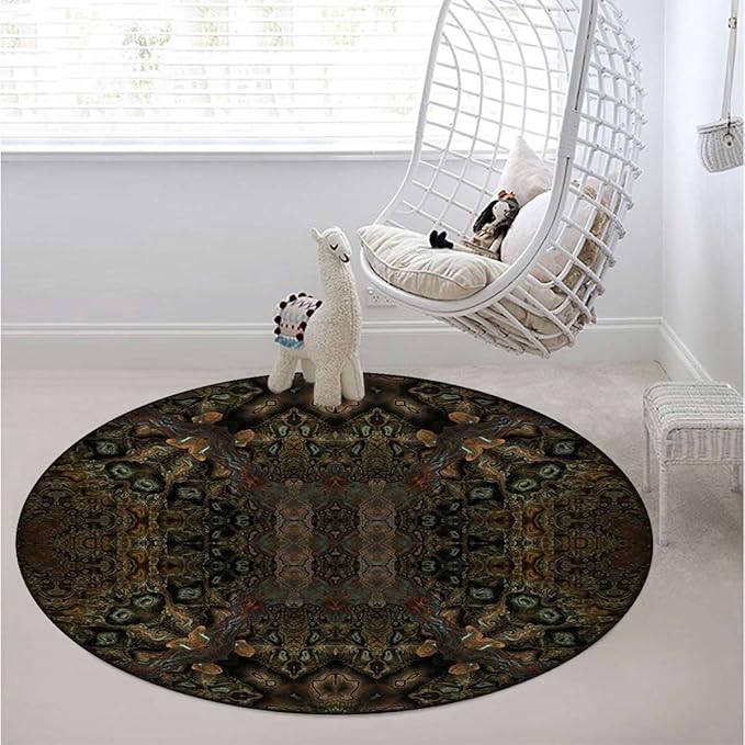 Camo Abstract Texture Gaming Chair Mat for Hardwood Floor Anti-Slip Floor Protector Game Controller Rubber Gaming Computer Chair Mat Dusty Dirty Design War ThemeGreen Cream Diameter 47.2 in