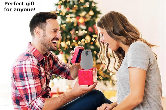 Wireless Mouse Cute Pig Bluetooth &amp USB Dual Mode MiceSilent Portable Compact Gray Fun Mice for Mac/PC/Laptop/Chromebook/Computer/Tablet/iPad/MacBook Air/Pro Travel Kids Girls Boys Women Men Gift