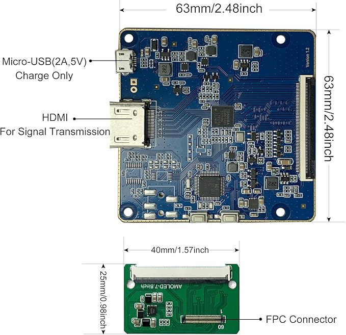 7.8 inch Flexible Display Curved Bendable Screen FHD 1440 * 1920 AMOLED Display with HDMI Driver Board OLED Monitor Without Enclosure Kit for DIY Prototype Demo
