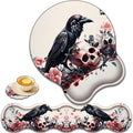 Keyboard Wrist Rest and Mouse Pad Wrist Support with Lace-Shaped Coaster Set Ergonomic Gel Memory Foam and Anti-Slip Base Easy Typing and Pain Relief - Rose Skeleton