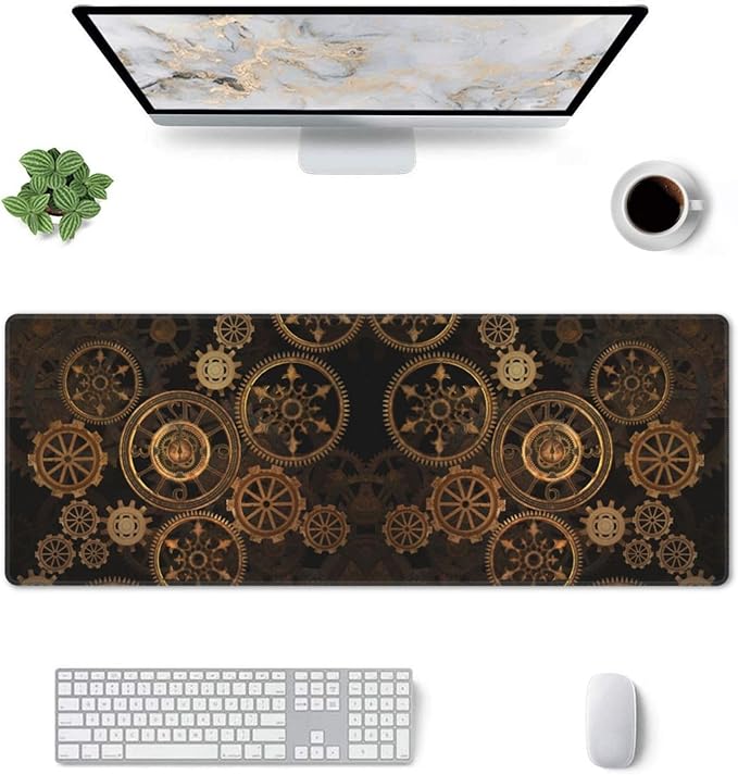 Cool Steampunk-Large Mouse Pad Gaming Mousepad XL 12x31.5 in Desk Pad Large Non-Slip Rubber Base Desk Mats on Top of Desks Mouse Pads for Wireless Mouse Computer Desks Accessories