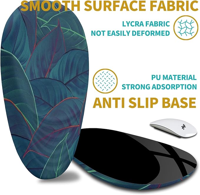 Hokafenle Ergonomic Mouse Pad Wrist Support with Stepped-Wedge Design Wrist Rest Pain Relief Mousepad Filled with Memory Foam Carpal Tunnel Mousepad for Wireless Mouse(12x8 inch Green Leaves)