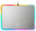 ENHANCE Metal LED Gaming Mouse Pad - Metal Mouse Pad with Large Aluminum Alloy Surface Multi-Color Transparent Edges Non-Slip Rubber Grip &amp Sleek Precision Tracking for Esports - Silver