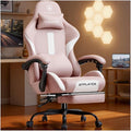 GTPLAYER Gaming Chair with Foot Rest &amp Pocket Spring Cushion Ergonomic High Back Computer Desk Chair with Headrest &amp Lumbar Support for Back Pain Relief Breathable Fabric Pink
