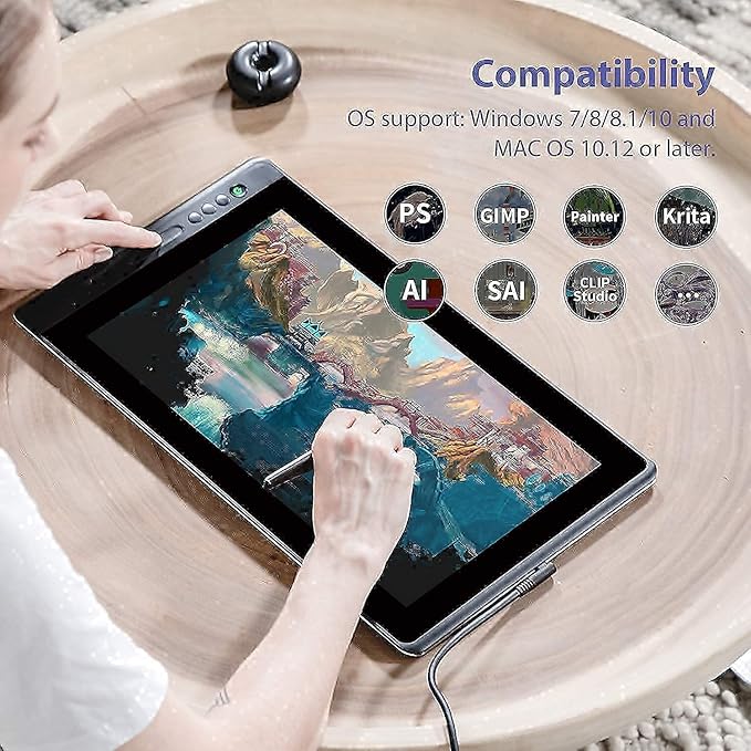 HUION KAMVAS Pro 16 Drawing Tablet with Screen Full-Laminated Graphics Tablet with Battery-Free Stylus Art Tablet with 6 Hot Keys Touch Bar Adiustable Stand - 15.6inch Graphic Tablet for PC/MAC/Linux