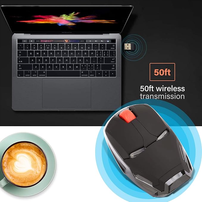Cool Mouse for Laptop Gaming Mouse Wireless 2.4 G Portable Ergonomic Optical Mouse Mouse with USB Receiver for Notebook PC Laptop MacBook | 3 Adjustment Levels