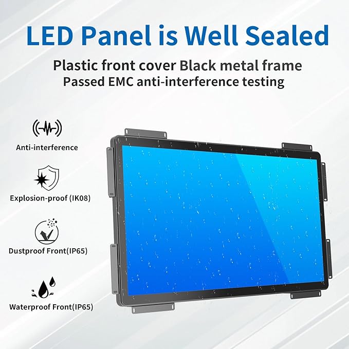 32 Inch Open Frame Touch Monitor PCAP 10-Point Touch Industrial Touchscreen Monitor with HDMI/VGA/DVI Interface Active Matrix TFT LCDLED Backlight with VESA Mount