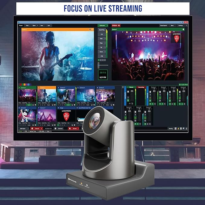 AVKANS NDI PTZ Camera AI-Base Auto Frame Tracking Camera 20X Zoom HDMI PTZ with SDI USB POE for Church House of Worship Live Streaming and Recording (NDI License Included)