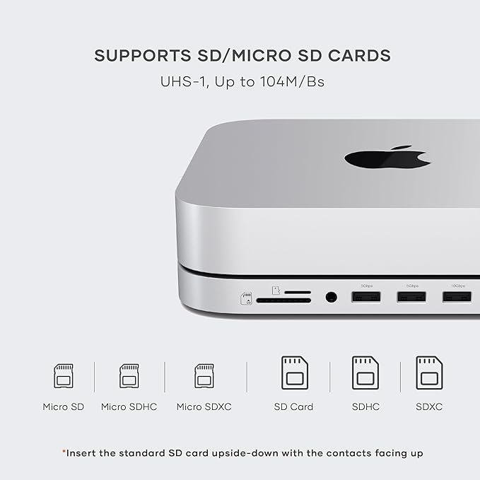 Satechi Mac mini Hub &amp Stand with SSD Enclosure for NVME/SATA M.2 Mac mini Dock with USB C 10Gbps 3 USB A 5/10Gbps 2.0 Audio Jack for Mac Studio Mac mini M2/M1 (Not Compatible with M4) - Silv