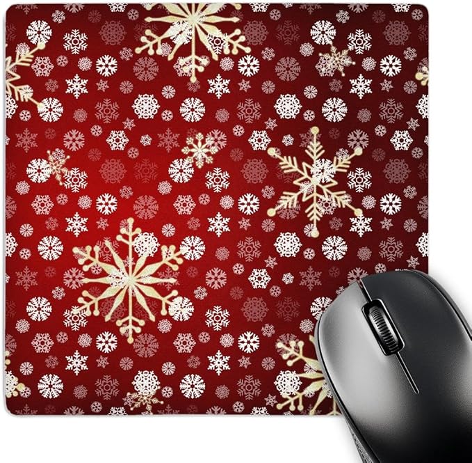 3dRose LLC 8 x 8 x 0.25 Inches Mouse Pad Red/White Christmas Snowflakes (mp_59045_1)