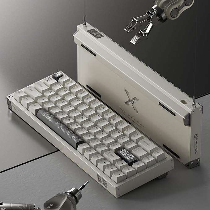 Defender 68 PC Gaming Keyboard Wired 0.01mm Precision Magnetic Switch Hot Swappable PBT Keycaps RGB 128K Polling Rate IP57 Full Aluminum CNC Housing Compatible with Mac(White)