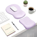Ospelelf Mouse Pad with Wrist Rest Set Foam L-Shaped Desk Elbow Pad Ergonomic Desk Edge Cushion Anti-Slip Rubber Bottom Office Women Desk Accessories for Computer Laptop and Gaming Purple