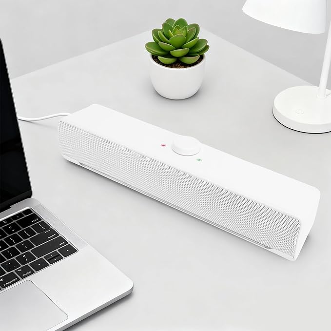 SUNGOOYUE Desktop Speaker Conference Computer Speaker Immersive 3D Sound with Dynamic Light Effects USB Aux Compatibility for PC Laptop Smart Devices
