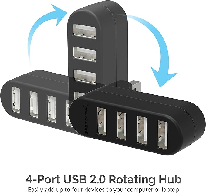 SABRENT USB 2.0 Sharing Switch up to 4 Computers and Peripherals LED Device Indicators + SABRENT 4-Port USB 2.0 Hub