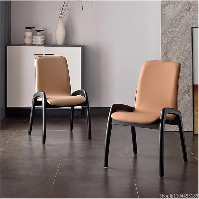 Adjustable Office Computer Chair with Armrest 1pcs Leather Upholstered Dining Chair with High Backrest Solid Wood Frame(Warm Grey)