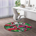 Pink Green Floor Protector Office Chair Mat Gaming Chair Mat Tropic Exotic Leaves Graphic in Retro Style Round Area Rug Swivel Chair Mats for Hardwood Floor Flamingo Diameter 60 in