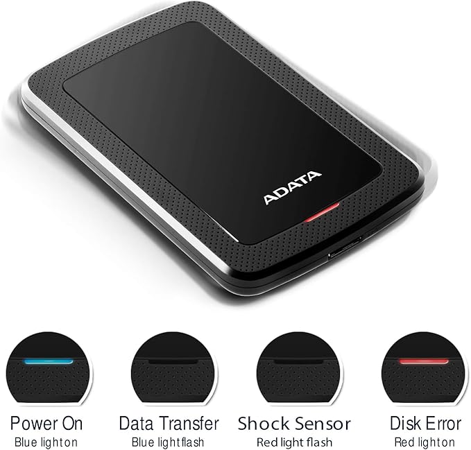 ADATA Hard Drive - 2 TB - External (Portable) - USB 3.1-256-bit AES - Black