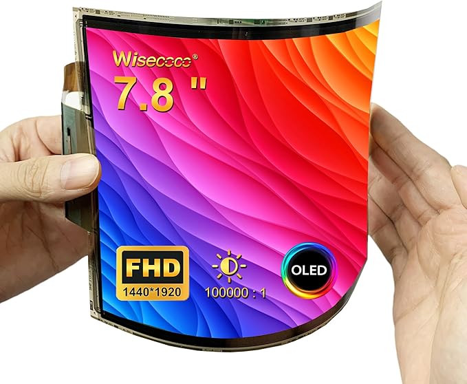 7.8 inch Flexible Display Curved Bendable Screen FHD 1440 * 1920 AMOLED Display with HDMI Driver Board OLED Monitor Without Enclosure Kit for DIY Prototype Demo