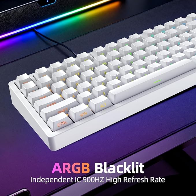 Mars75 Wired Magnetic Switch Keyboard 75% Layout0.001MM RT Accuracy 8KHZ Polling Rate/Latency As 0.125MS/256KHZ Single Key Scan Rate/ARGBHot Swappable Gaming Keyboard(White)