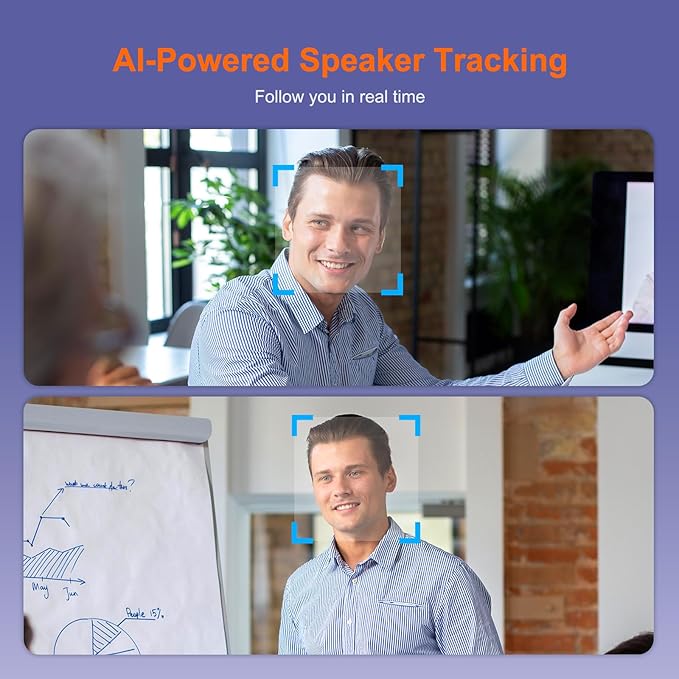4K Video Conference Room Camera System with Remote Control AI Auto Framing&ampFocus Speaking Tracking Digital Zoom Webcam with Microphone and Speaker for Windows TV/PC/Laptop/Zoom/Teams/Skype