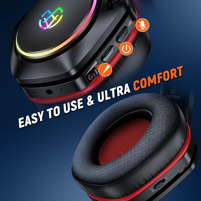 Wireless Gaming Headset 2.4 GHz for Ps5/Ps4/PC 40 Hr Battery Lossless Audio Bluetooth 5.3 Wireless Gaming Headphones Ultra-Stable Connection Noise-canceling Mic—Compatible with Switch/Mac/Phone