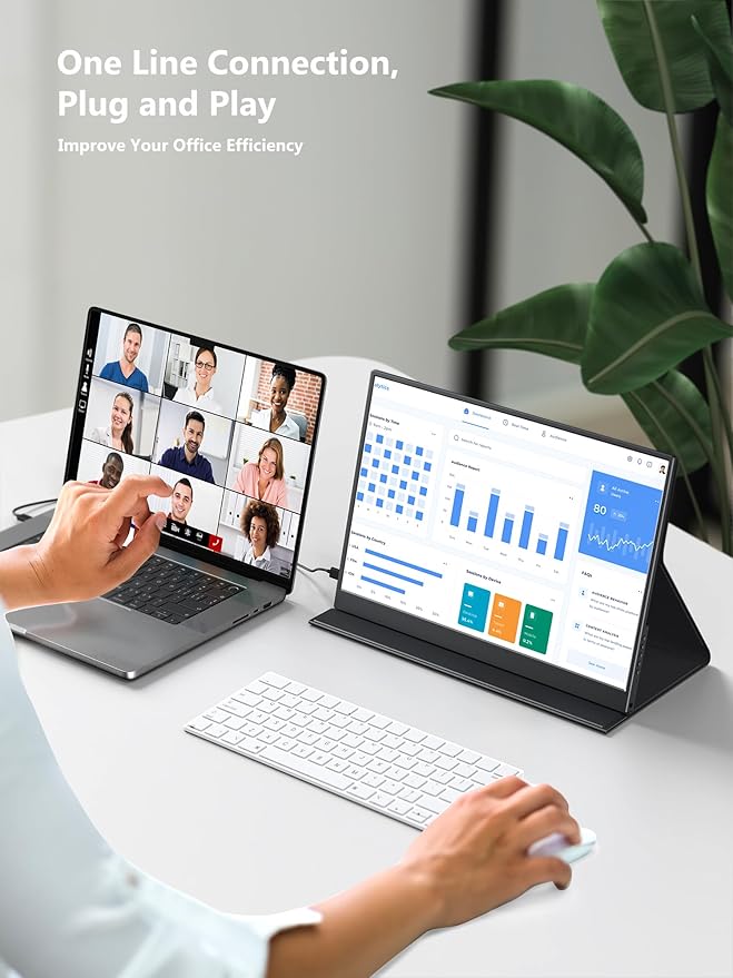 Portable Monitor 14 inch 3:2 QHD IPS Laptop Display Dual USB C HDMI Laptop Screen Extender 2160 * 1440P Gaming Display with 2 Speakers Travel Monitor for Laptop PS4/5 PC Phone Xbox Switch