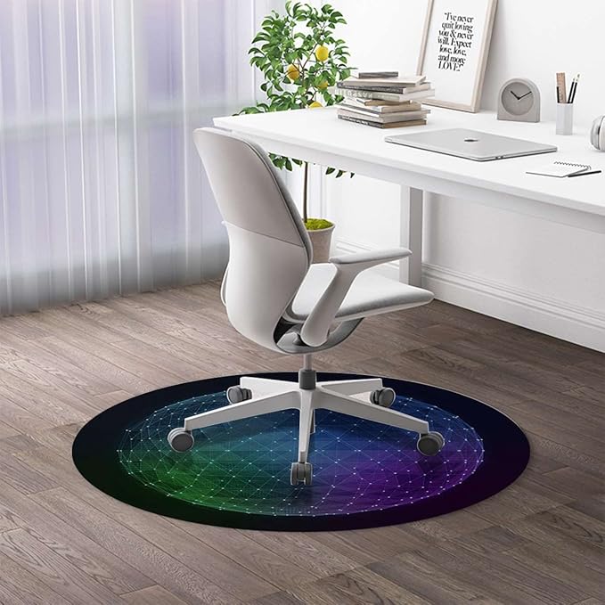 Blue Purple Gaming Chair Mat Office Chair Mat Colorful Geometric Circular Motifs Hardwood Floor Floor Mats Office Chair Desk Chair Anti Slip Floor Protector Dark Blue Flower Diameter 47.2 in
